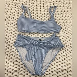 J. Crew Blue and White Striped Swimwear